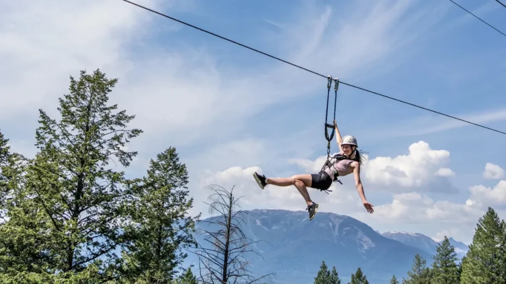 Ziplining at Thrill Valley